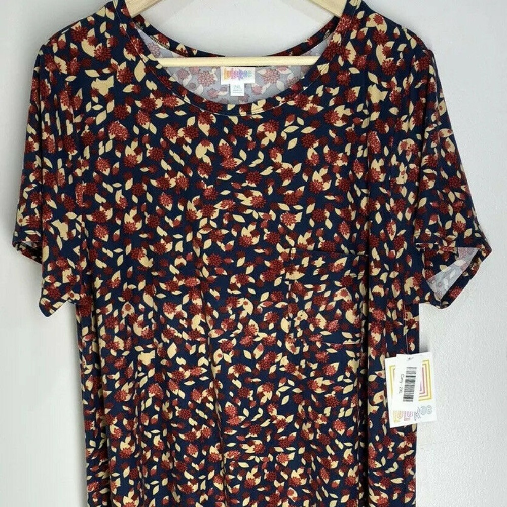 Lularoe Carly Dress Navy Fall Floral Swing Hi Low